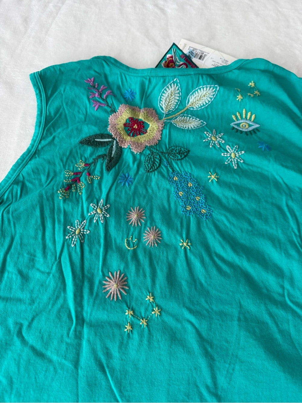 Johnny Was NEW Martine Embroidered Green Knit Tank Size XXL E07 Retail $118 - Picture 7 of 7